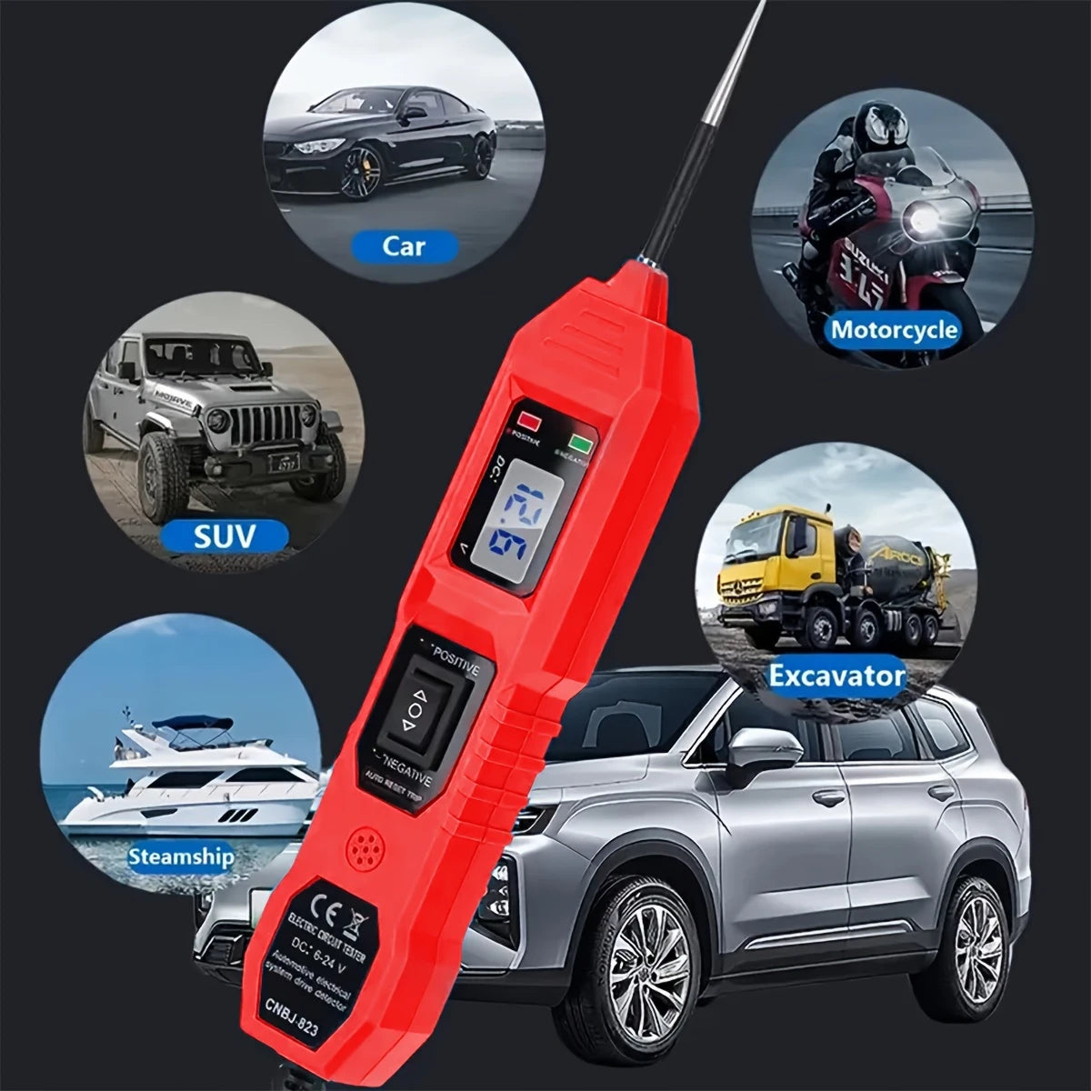 Circuit Tester, Automotive Electric Circuit Tester With Voltage Display LED Light,