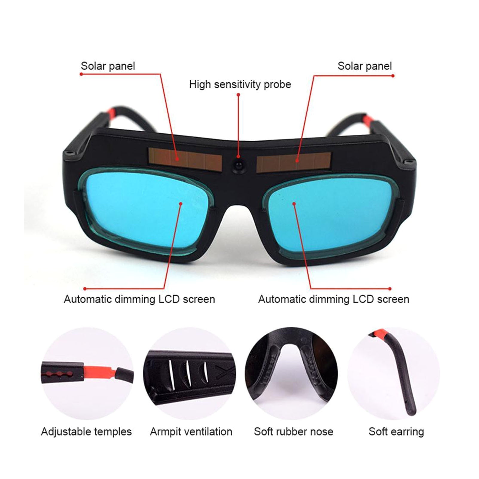 Auto Darkening Welding Goggle, Clear Viewing Safety Protective Welding Glasses 0.1