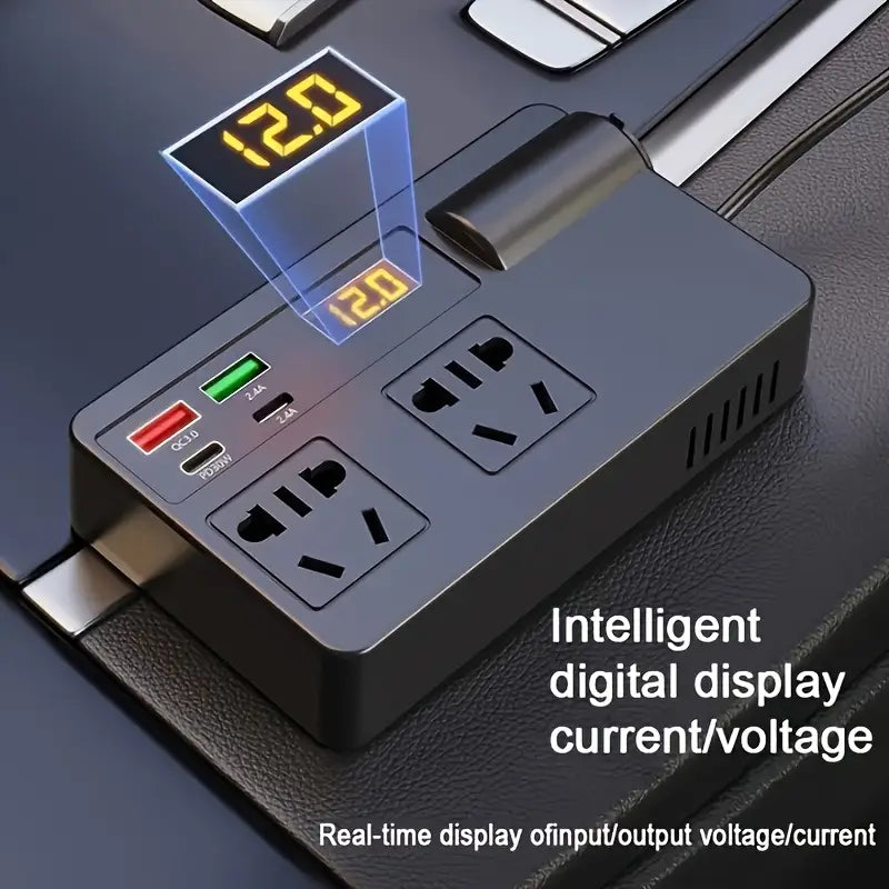 12V/24V to 220V, Universal Model, Voltage Monitoring, Quick Charger with USB+PD,