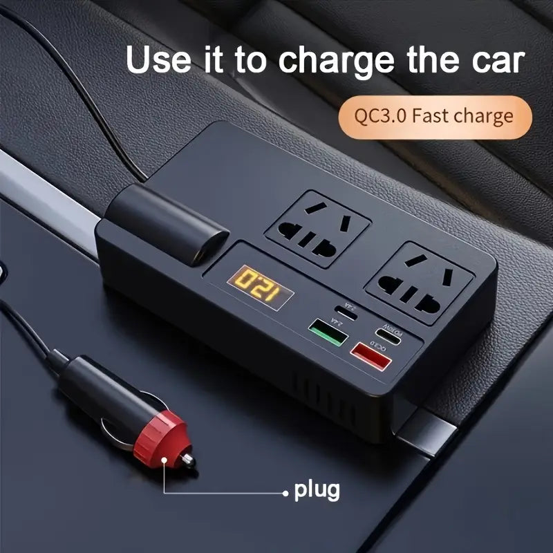 12V/24V to 220V, Universal Model, Voltage Monitoring, Quick Charger with USB+PD,