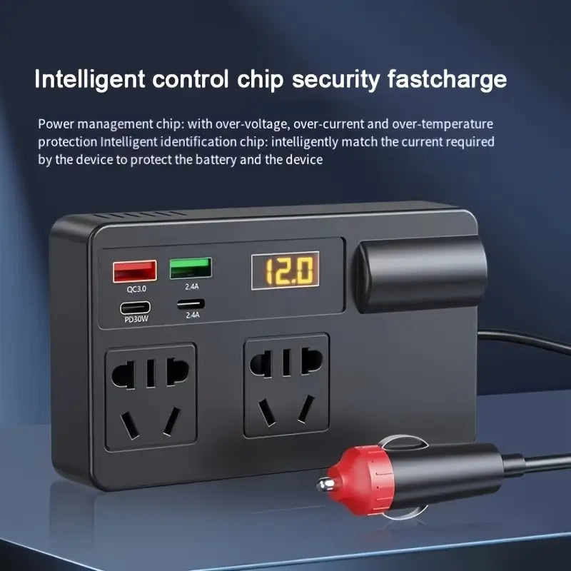 12V/24V to 220V, Universal Model, Voltage Monitoring, Quick Charger with USB+PD,