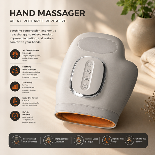 Smart Hand Massager for Palms and Wrist Joints with Heat Therapy