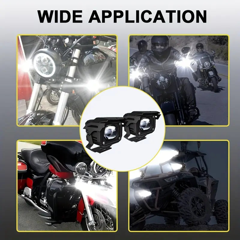 2 Pieces Motorcycle and dustproof Auxiliary Lights LED Driving Lights White & Yellow Color Offroad