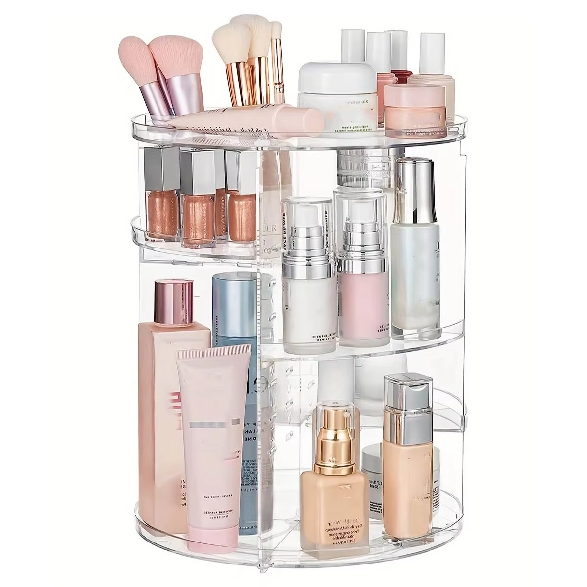 360° Rotating Diamond Cosmetic Organizer – Adjustable Makeup Storage Rack for Dressing Table
