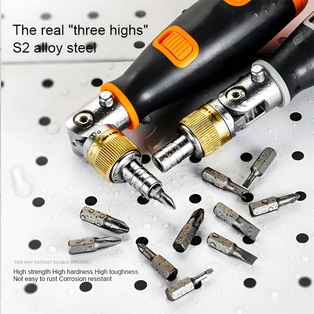 10-in-1 Multifunctional Screwdriver Set | Adjustable Angle Ratchet Handle with Magnetic Bits