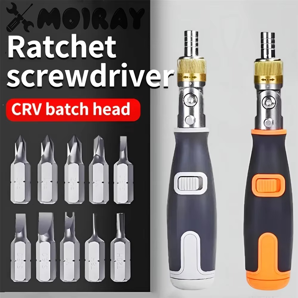 10-in-1 Multifunctional Screwdriver Set | Adjustable Angle Ratchet Handle with Magnetic Bits