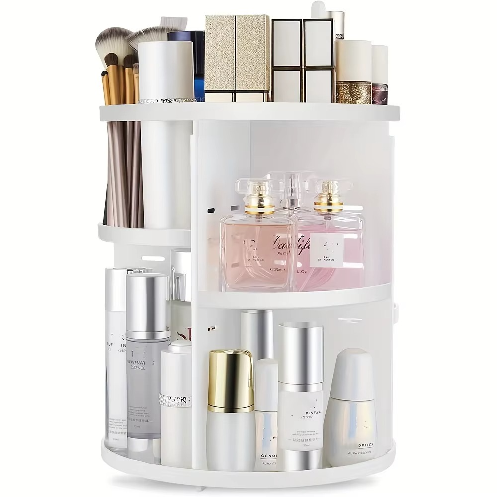 360° Rotating Diamond Cosmetic Organizer – Adjustable Makeup Storage Rack for Dressing Table