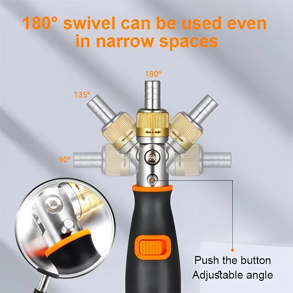 10-in-1 Multifunctional Screwdriver Set | Adjustable Angle Ratchet Handle with Magnetic Bits