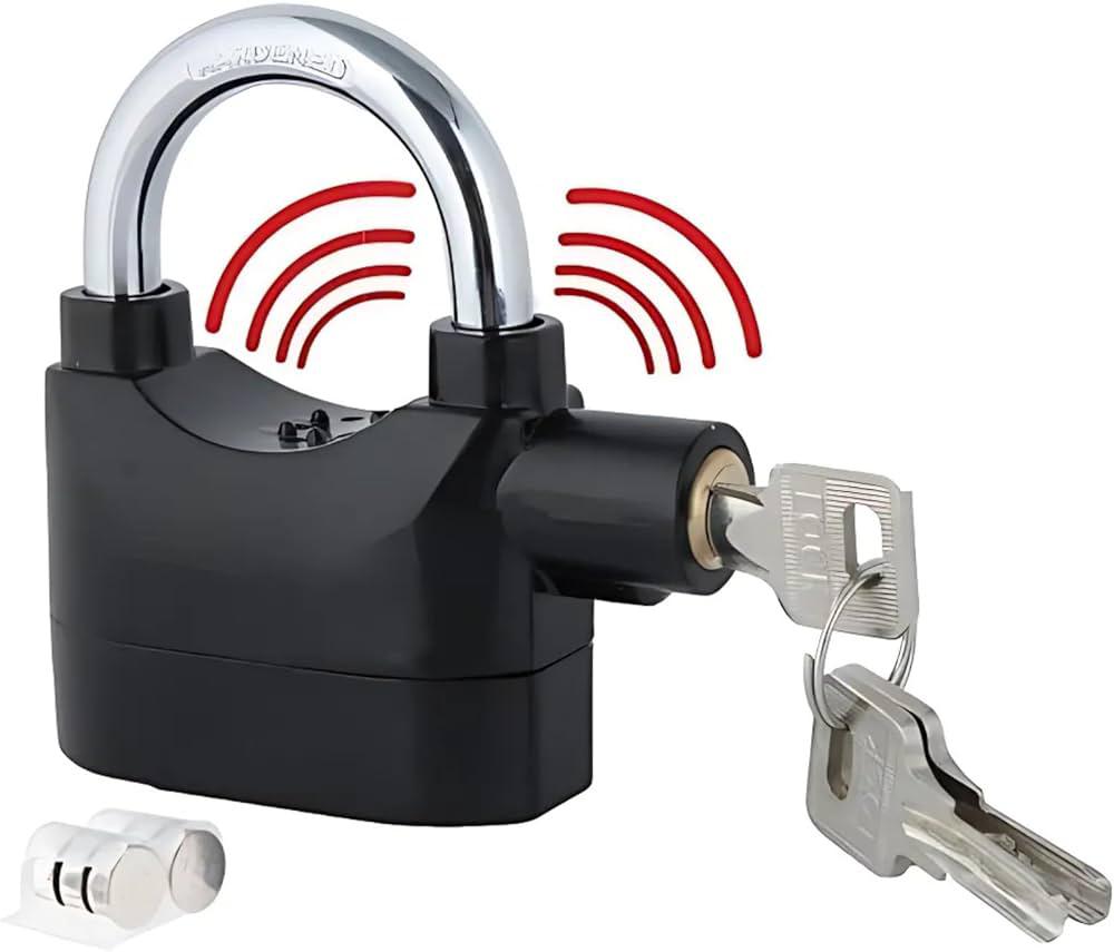 Anti-Theft Alarm Lock – Heavy Duty Padlock with Loud Siren for Bike, Home & Car Security