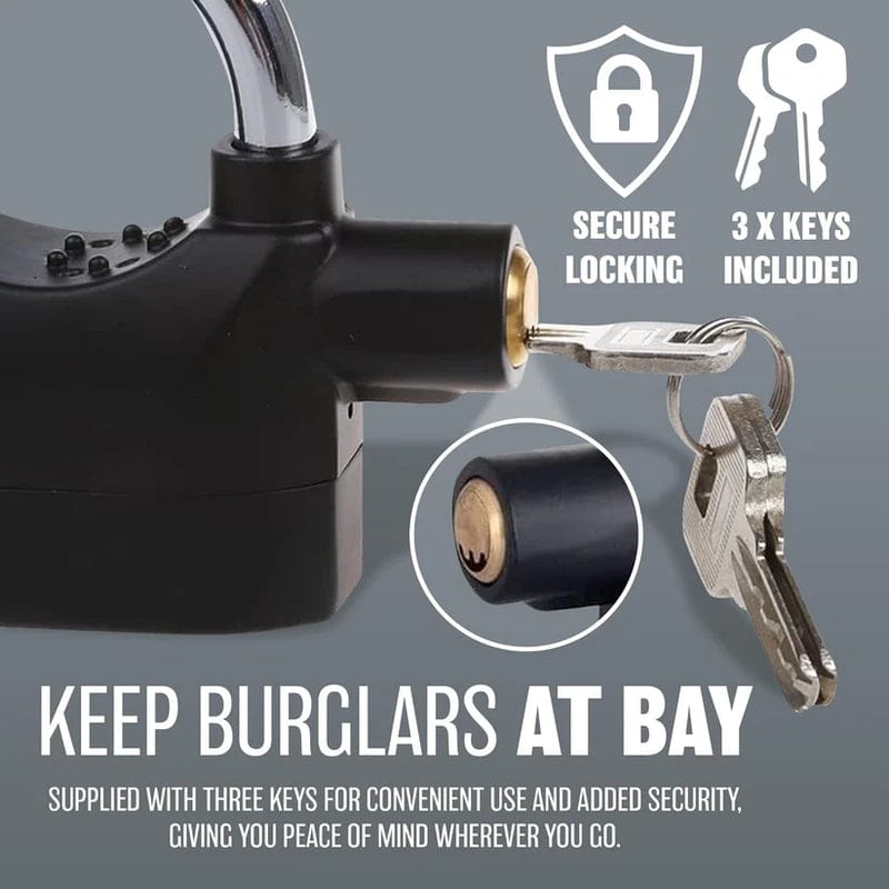 Anti-Theft Alarm Lock – Heavy Duty Padlock with Loud Siren for Bike, Home & Car Security