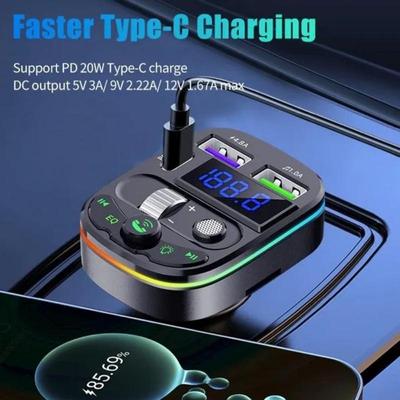 Car Kit,Car 20W Fast Charger,hands-free Call Adapter with Ambient Light