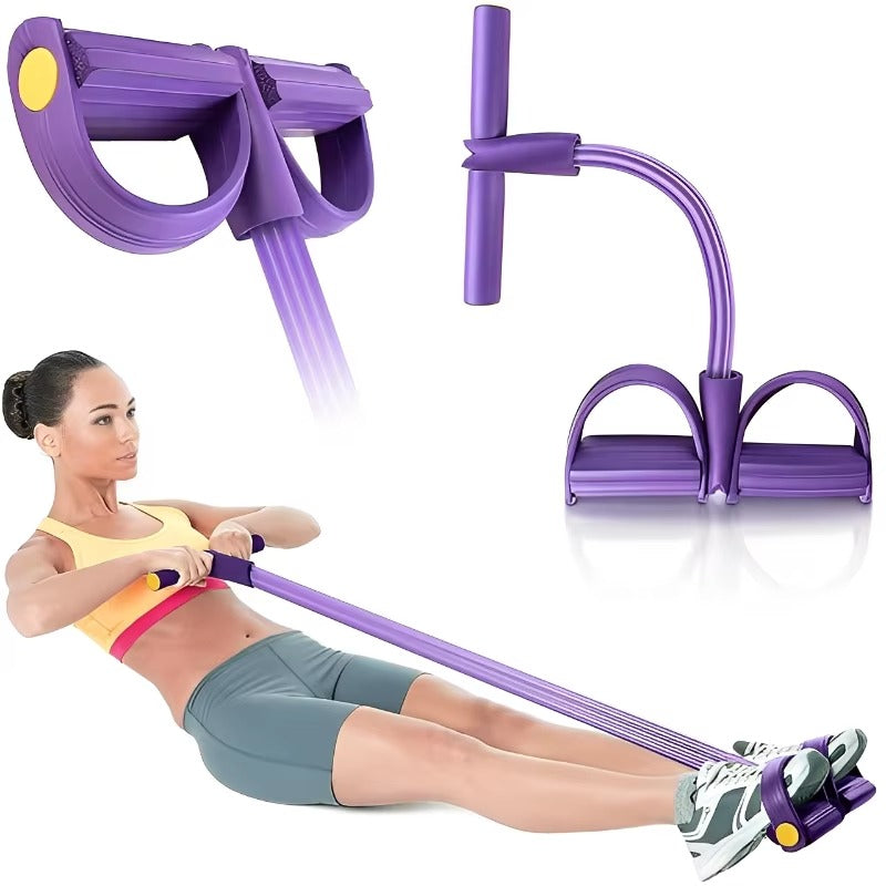 Foot Pedal Resistance Bands – 4 Elastic Pull Ropes | Home Gym Fitness Equipment for Full Body & Ab Workouts