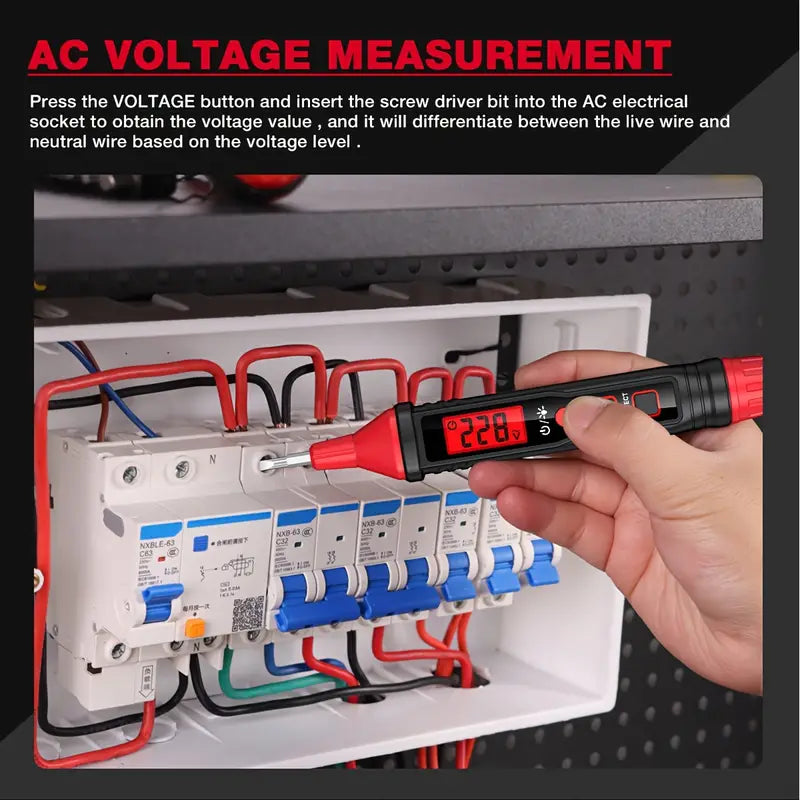 Voltage Tester Contact Voltage Tester Dual Range AC/DC 12V-300V Electrical Tester With LCD Display